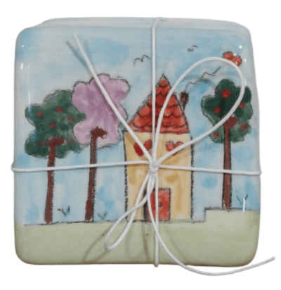 Ceramic cup coaster with home