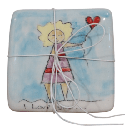 Ceramic cup coaster with little girl