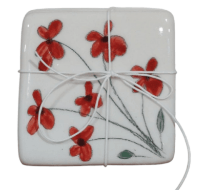 Ceramic cup coaster with flowers