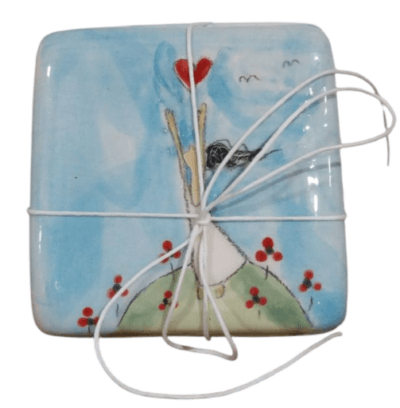 Ceramic cup coaster with girl