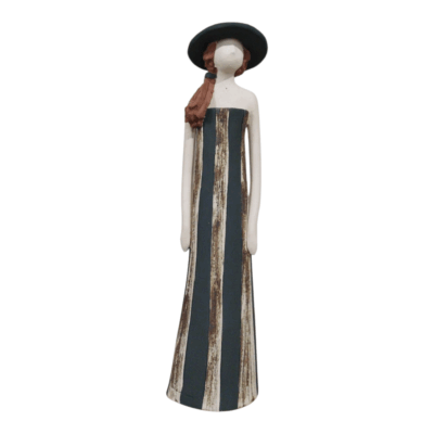 'Striped Grace' Handcrafted Ceramic Woman Figurine