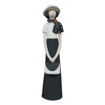 Black&White Grace - Elegant Ceramic Lady Figurine