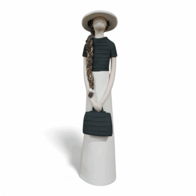 Chic Contrast - Ceramic Woman Figurine in Black&White