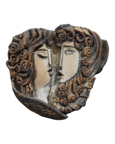 'Eternal Reunion' Handcrafted Ceramic Wall Art of Odysseus&Penelope