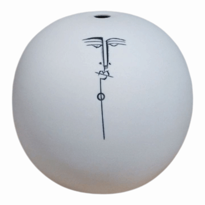 'Whispered Lines' Modern Porcelain Face Vase