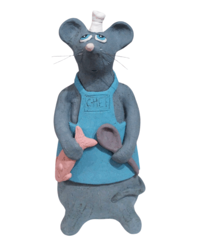 Tiny Kitchen Master - Contemporary Ceramic Mouse Sculpture