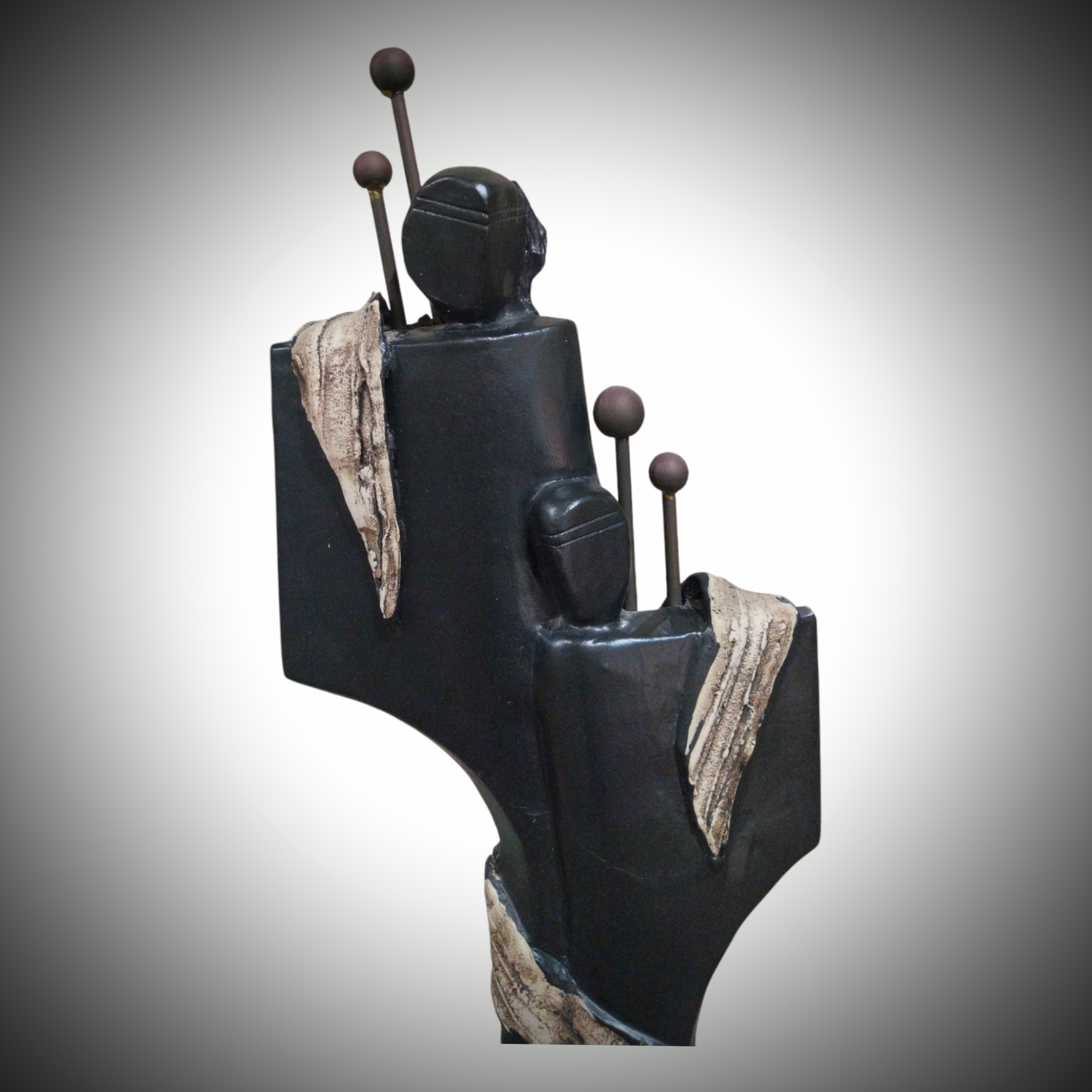 Intertwined abstract forms in black - Modern Ceramic Sculpture - Image 2