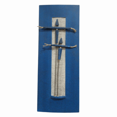 Blue Twin scarecrows - Handmade Ceramic wall art
