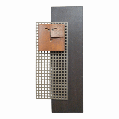 Abstract ceramic&metal wall art with minimalist face