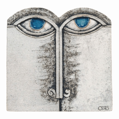 'Silent Duality' Textured Ceramic Face Wall Relief