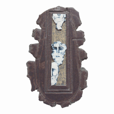 Silent Conversation - Ceramic Wall Art Sculpture with Porcelain Faces
