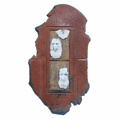 Silent Faces - Ceramic Wall Sculpture with Porcelain Faces