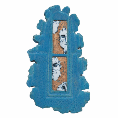 Azure Reflections - Ceramic Face wall Art Sculpture