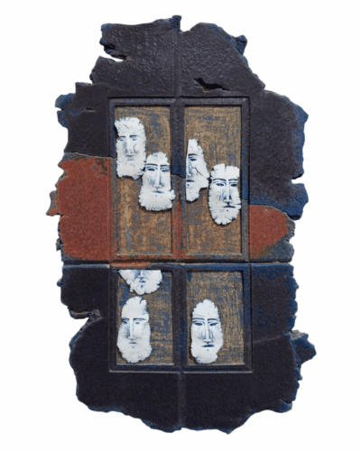 The Silent window Watchers - Ceramic Wall Art Face Sculpture