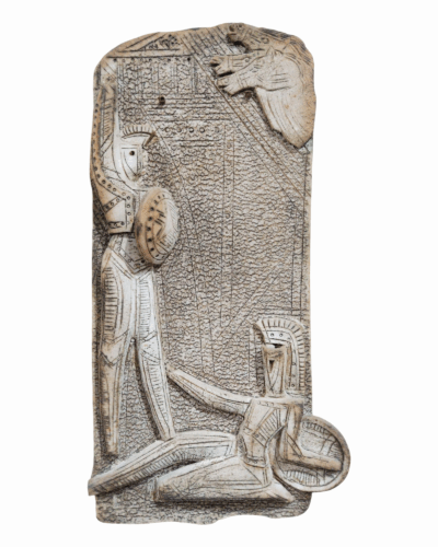 Archaic Figurative Sculptural Ceramic Wall Plaque