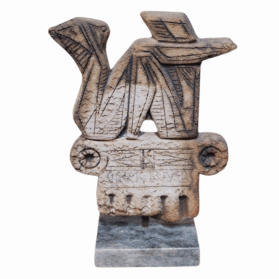 Greek Lovers - Ceramic Sculpture Couple on Marble base
