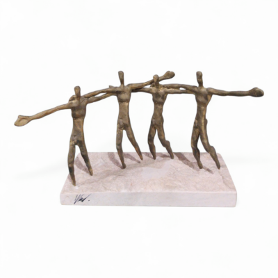 Greek Bronze Dancer Figures on Marble Base