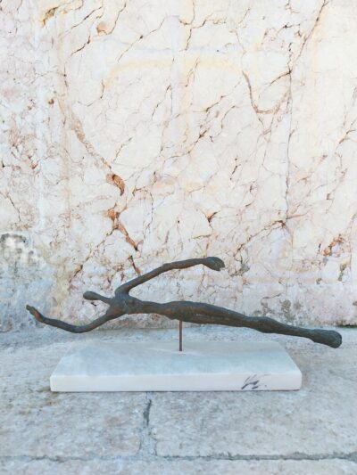 Bronze Female Swimmer Sculpture on Marble Base
