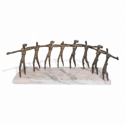 Greek Dancing Couples - Bronze Figures on Marble Base