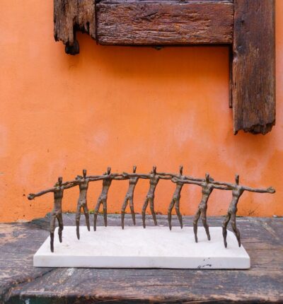 Greek Dancing Figures - Bronze Sculptures on Marble Base