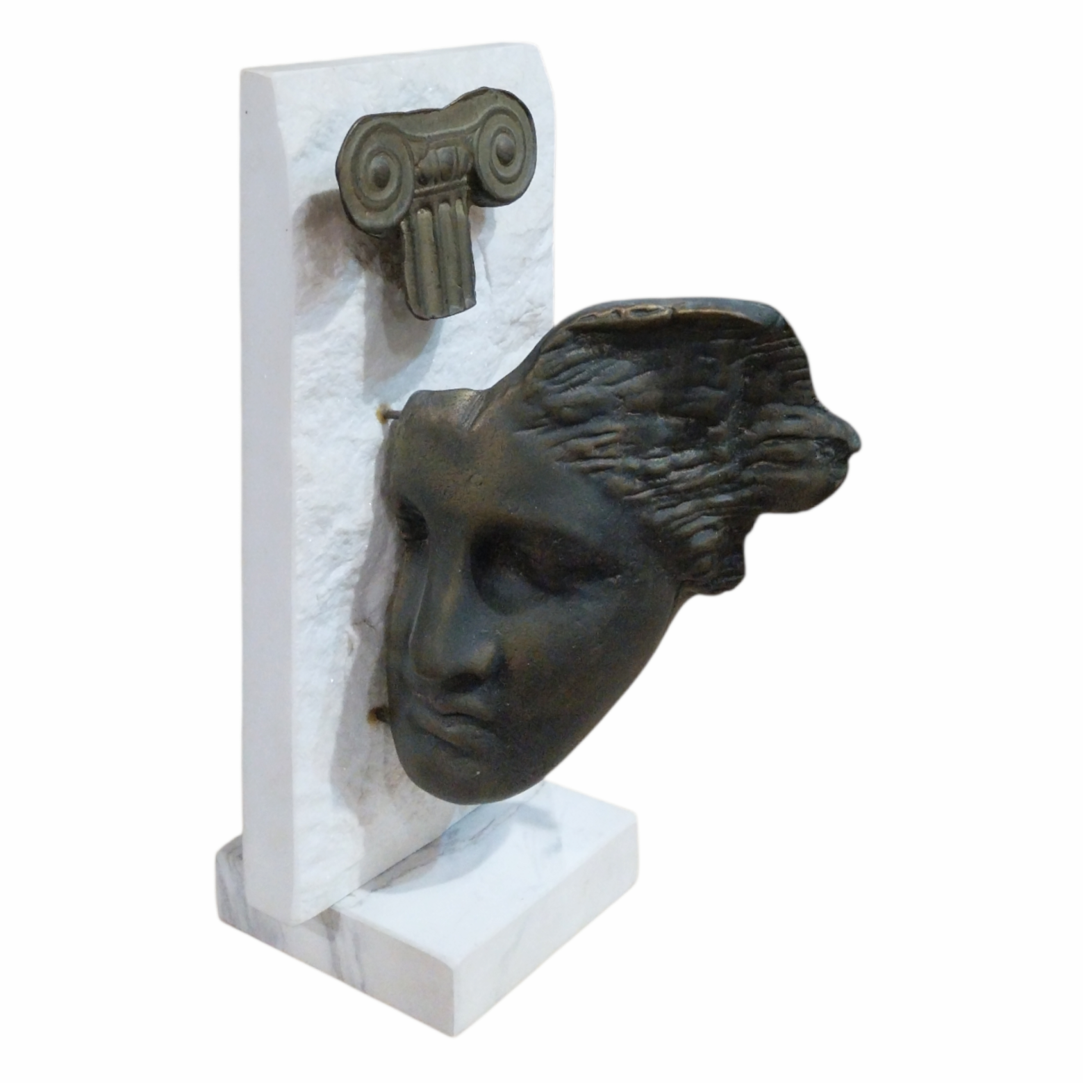 Bronze Face Fragment Sculpture on Marble - Image 2