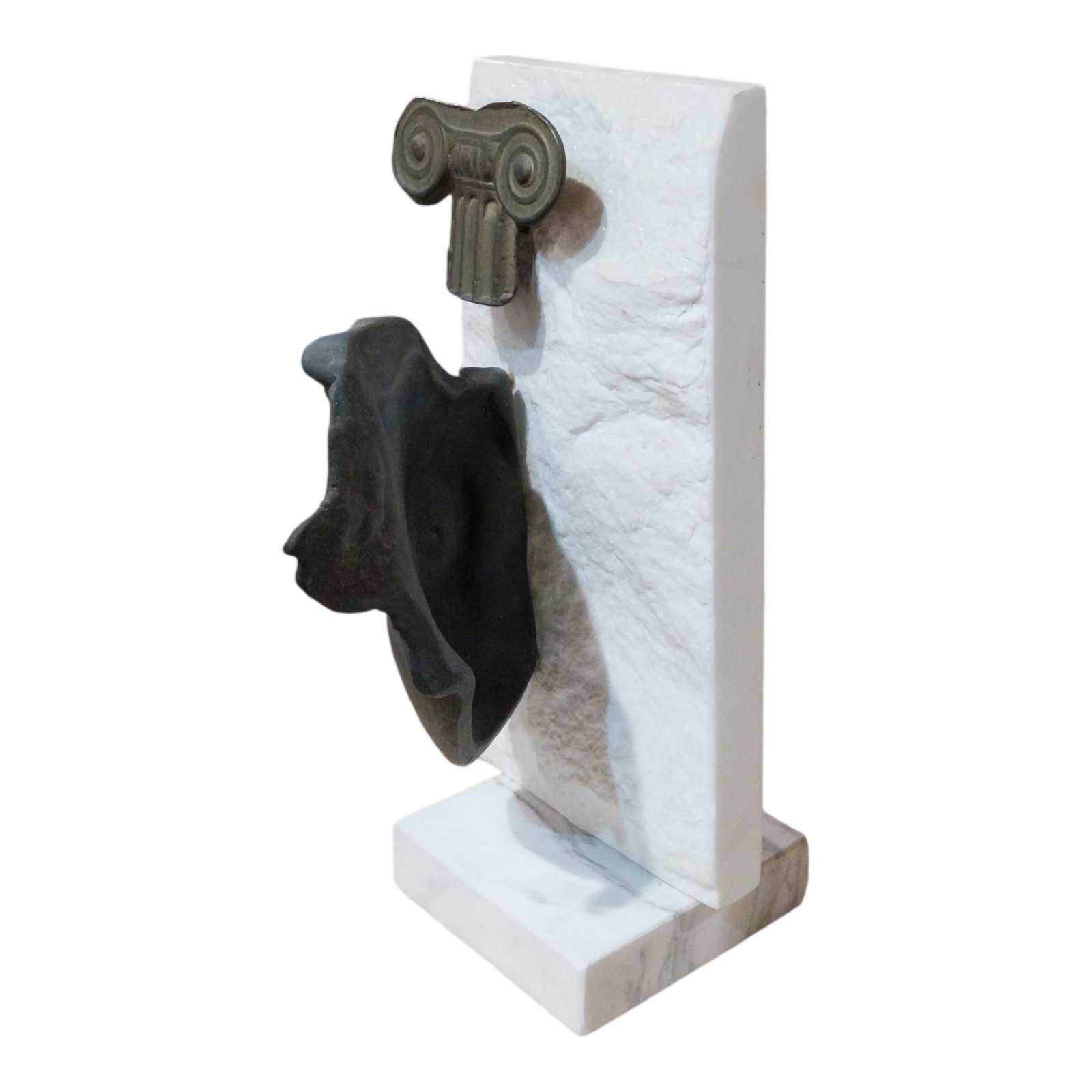 Bronze Face Fragment Sculpture on Marble - Image 4