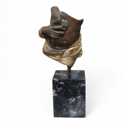 Bronze Female Torso with Child's Hand - Mother Form Sculpture