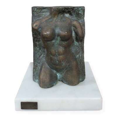 Bronze Female Torso Sculpture on Marble Base - Figurative Art