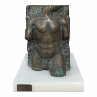 Bronze Male Torso Sculpture on Marble Base - Figurative Art