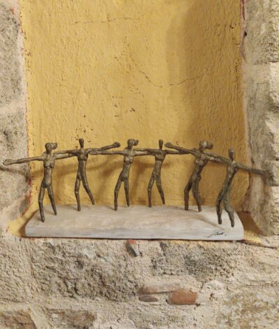 Bronze Greek Dancing Couples on Marble Base