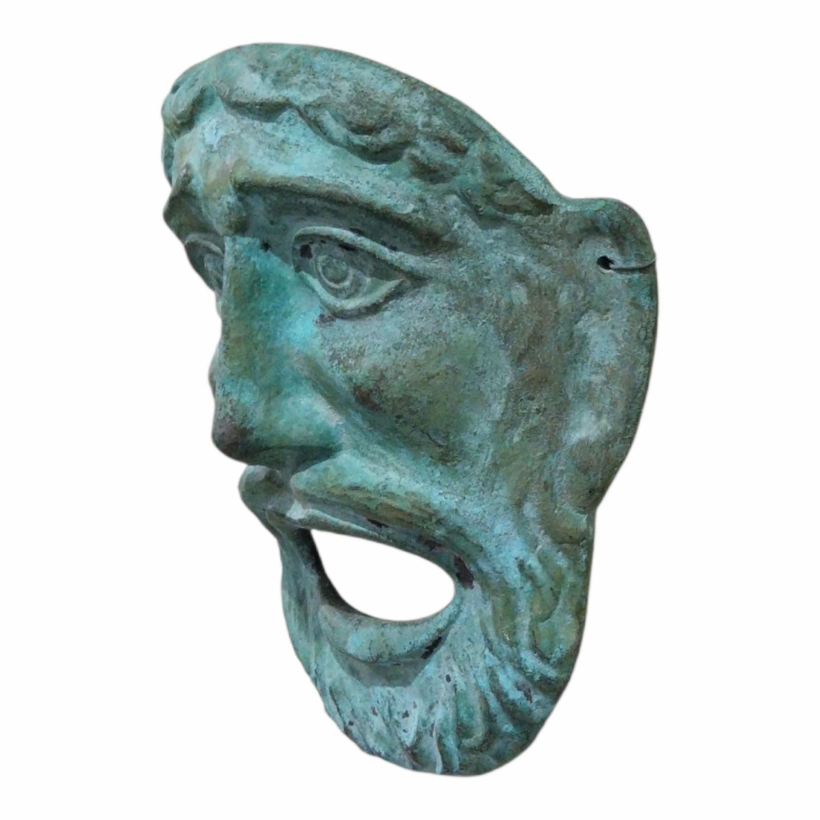 Ancient Greek Theater Mask Bronze Wall Sculpture - Image 3