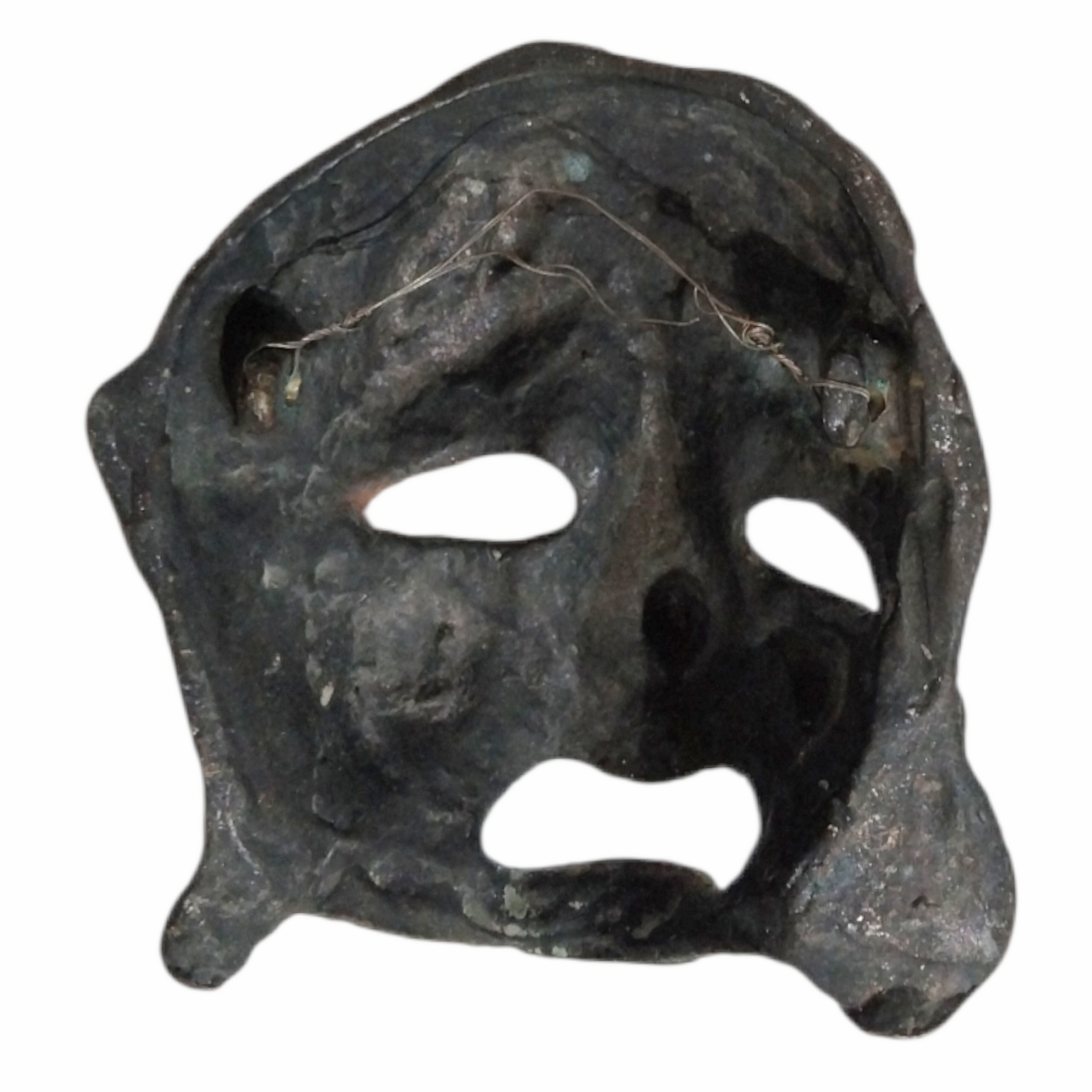 Greek Tragedy Mask Bronze Wall Sculpture - Classical Theater Art - Image 3