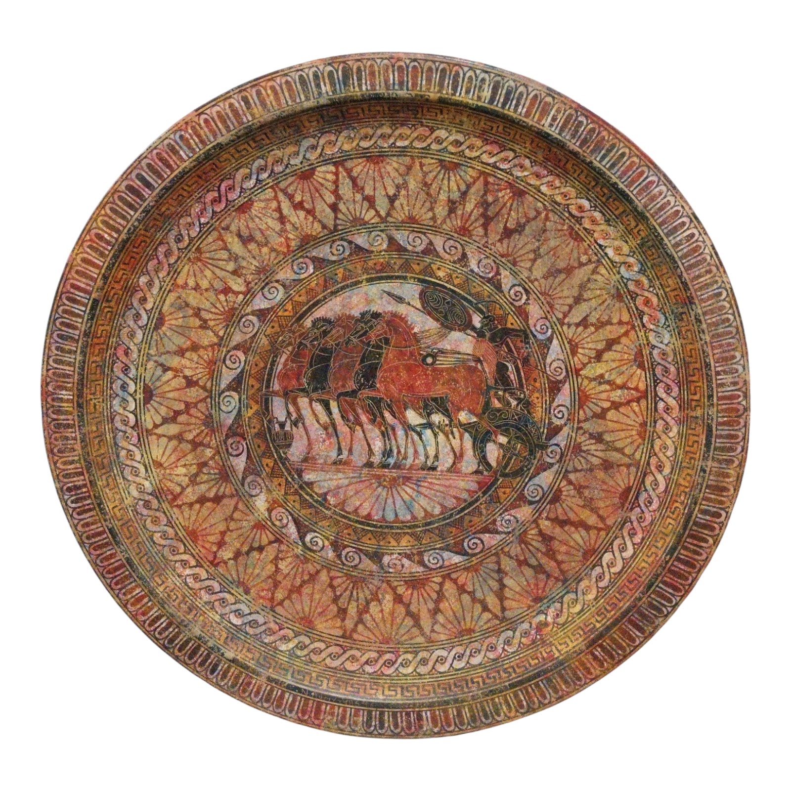 Greek Geometric Period Ceramic Plate - Procession of Horses Scene