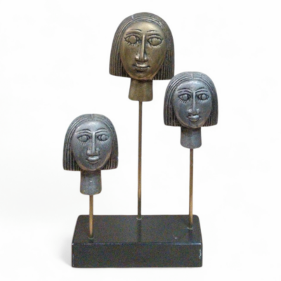Triple Female Face Sculpture in Aluminum and Bronze - Version III"