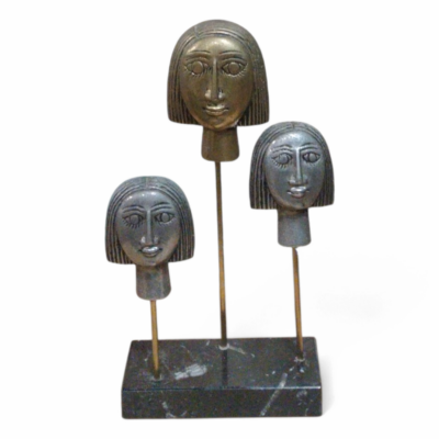 Triple Female Face Sculpture in Aluminum and Bronze - Version I"