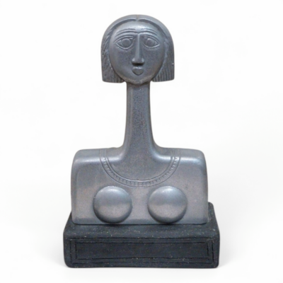 Modern Aluminum Female Bust Sculpture on Base