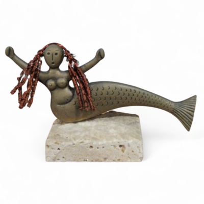 Playful Mermaid - Solid Bronze Mermaid Figurine Sculpture
