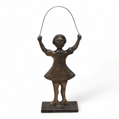 Skipping Girl - Solid Bronze Girl Figurine Sculpture